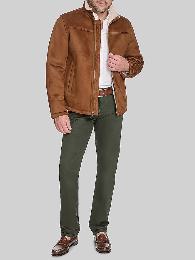 Dockers Faux Leather & Shearling Jacket, Cognac - Image 3 of 6
