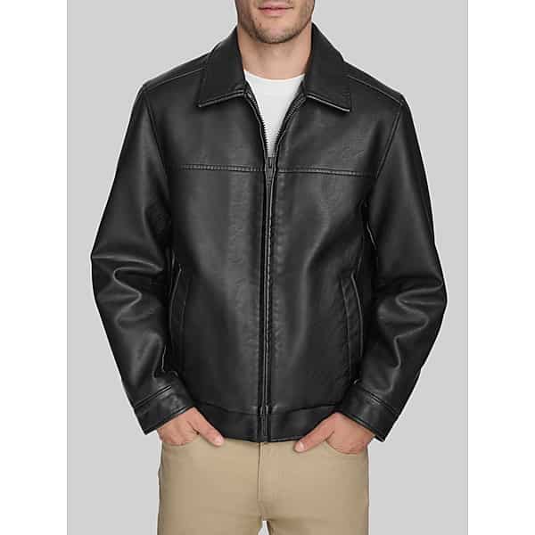 Dockers Big & Tall Men’s Faux Leather Jacket Black Solid – Size: XXL