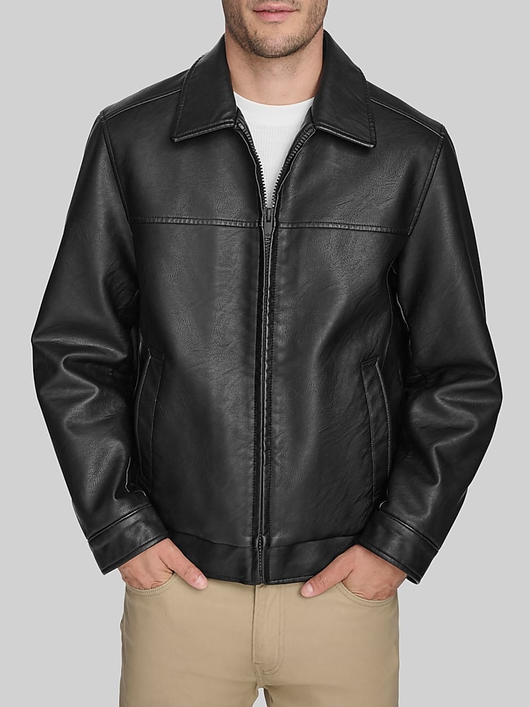 DOCKERSブラックレザージャケット Dockers Faux Leather Jacket | Leather Jackets | Men's Wearhouse