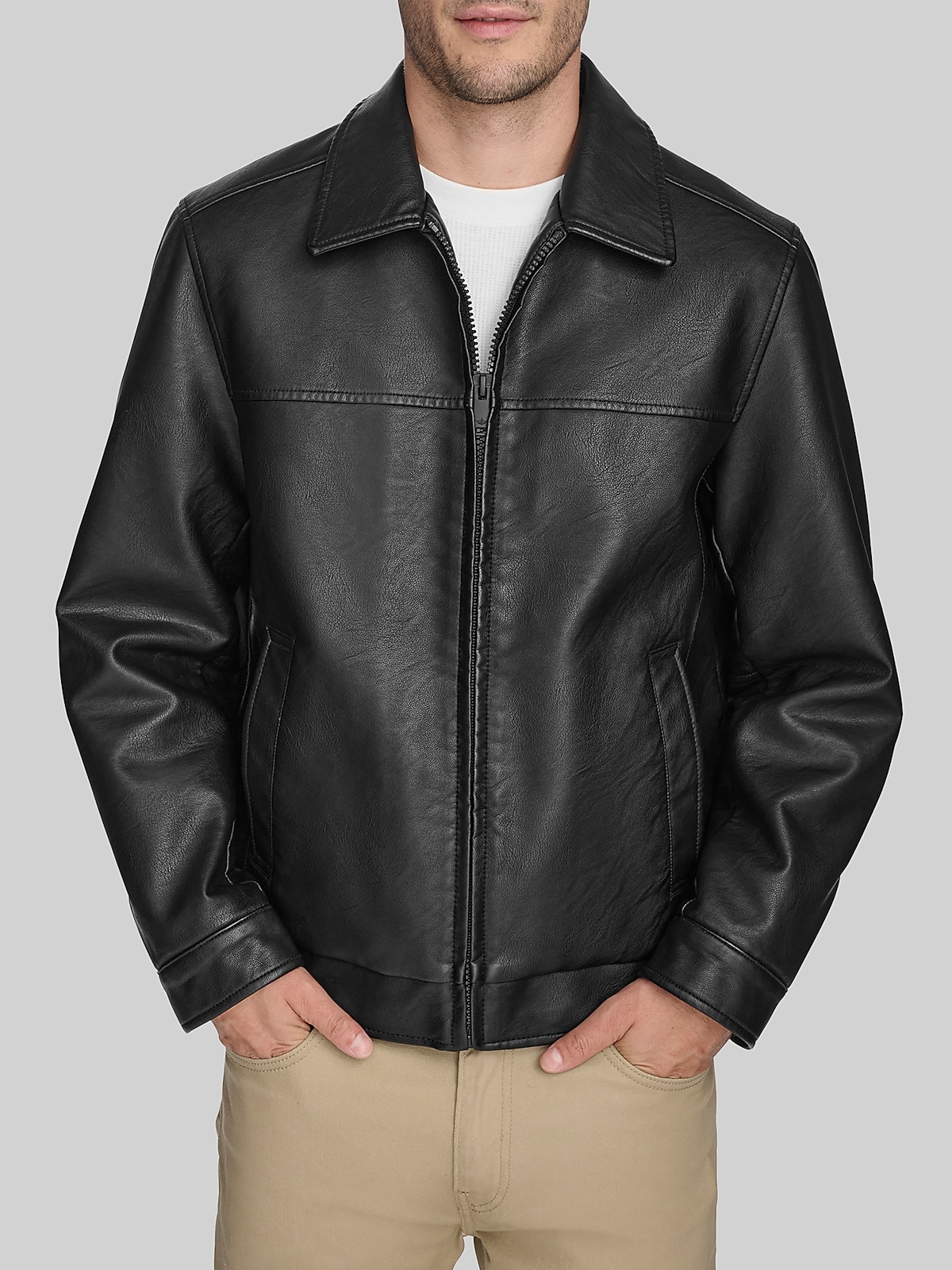 Dockers Faux Leather Jacket, Black Solid | Leather Jackets | Men's