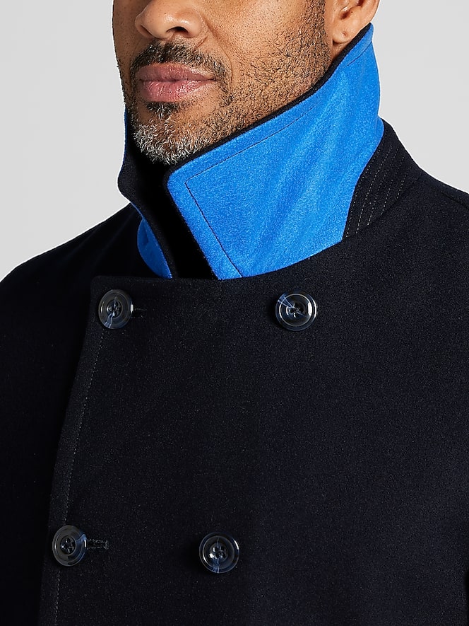 Joseph Abboud Double-Breasted Signature Peacoat with Detachable Bib