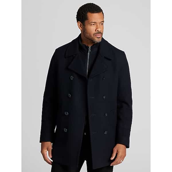 Joseph Abboud Big & Tall Men's Double-Breasted Signature Peacoat with Detachable Bib Navy - Size: 4X