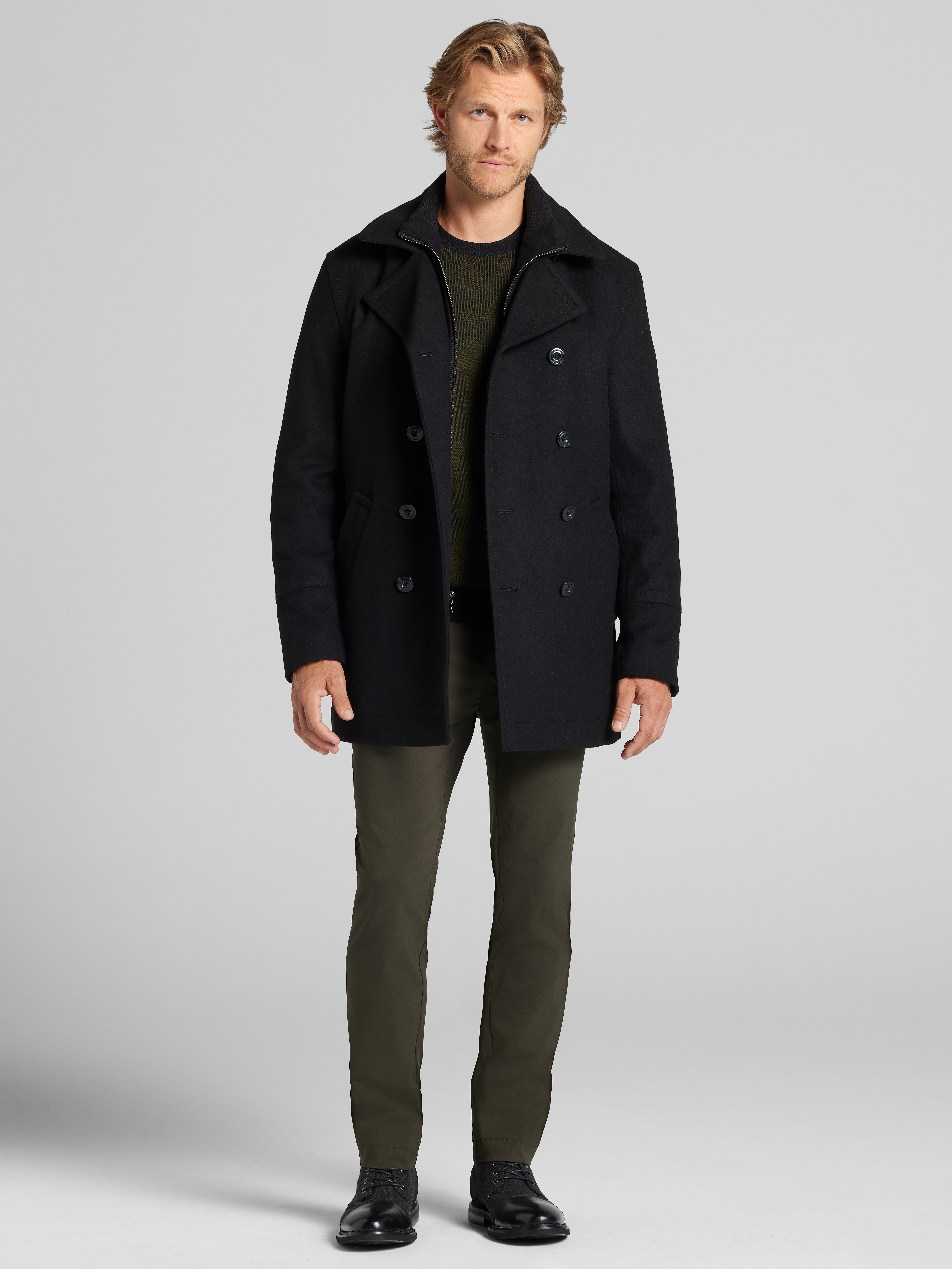 Peacoat with Detachable Bib