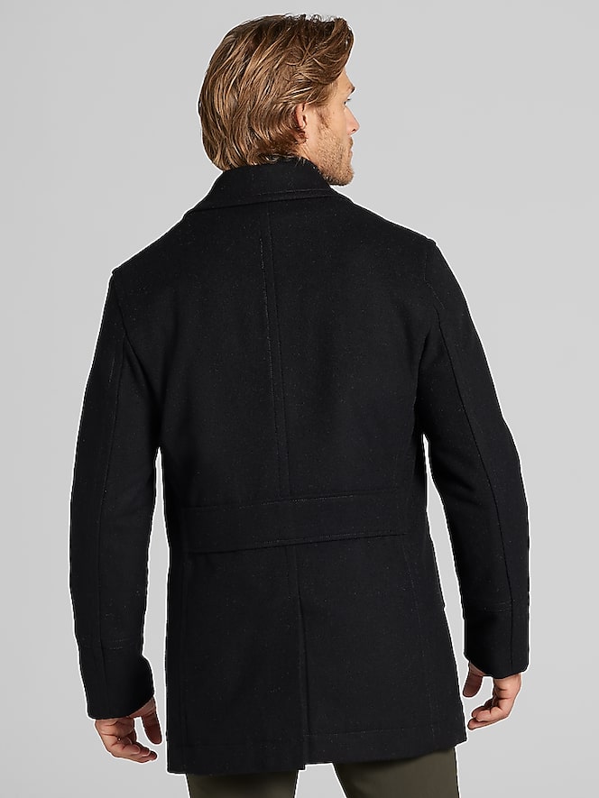 Joseph Abboud Double-Breasted Signature Peacoat with Detachable Bib, Black - Image 4 of 8
