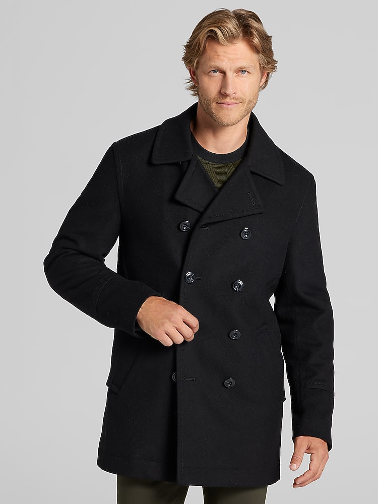 Joseph Abboud Double-Breasted Signature Peacoat with Detachable