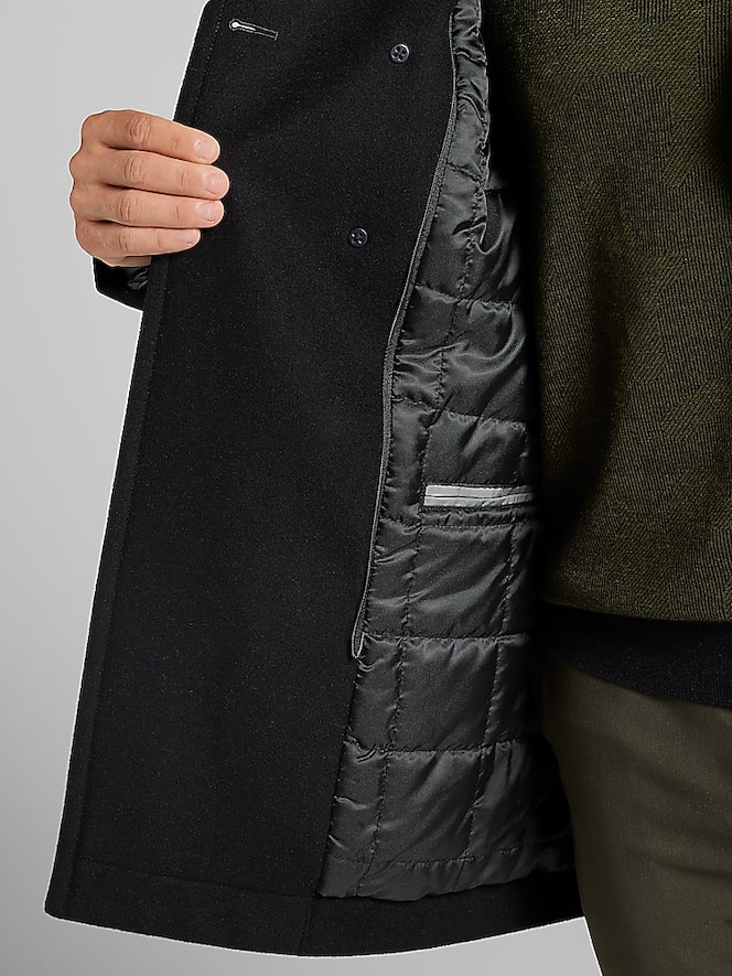 Joseph Abboud Double-Breasted Signature Peacoat with Detachable Bib, Black - Image 7 of 8