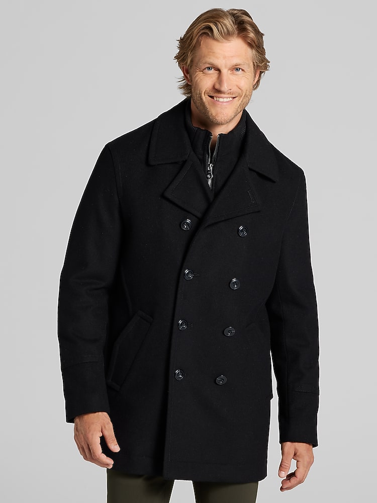 Joseph Abboud Double-Breasted Signature Peacoat with Detachable