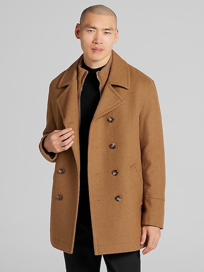 Men's Peacoat with Detachable Bib