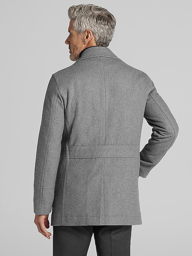 Joseph Abboud Double-Breasted Signature Peacoat with Detachable Bib, Light Grey - Image 4 of 8