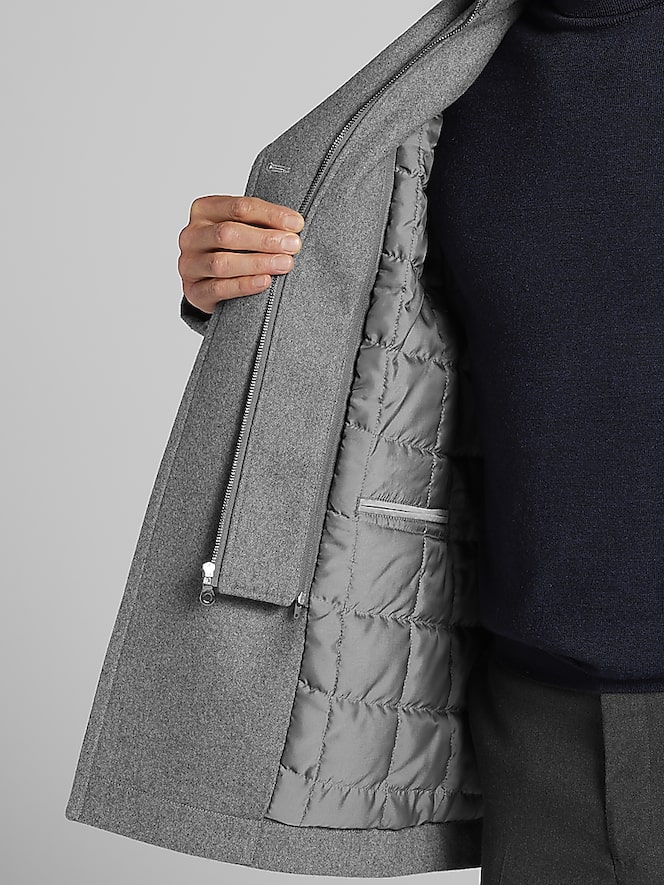 Joseph Abboud Double-Breasted Signature Peacoat with Detachable Bib, Light Grey - Image 7 of 8