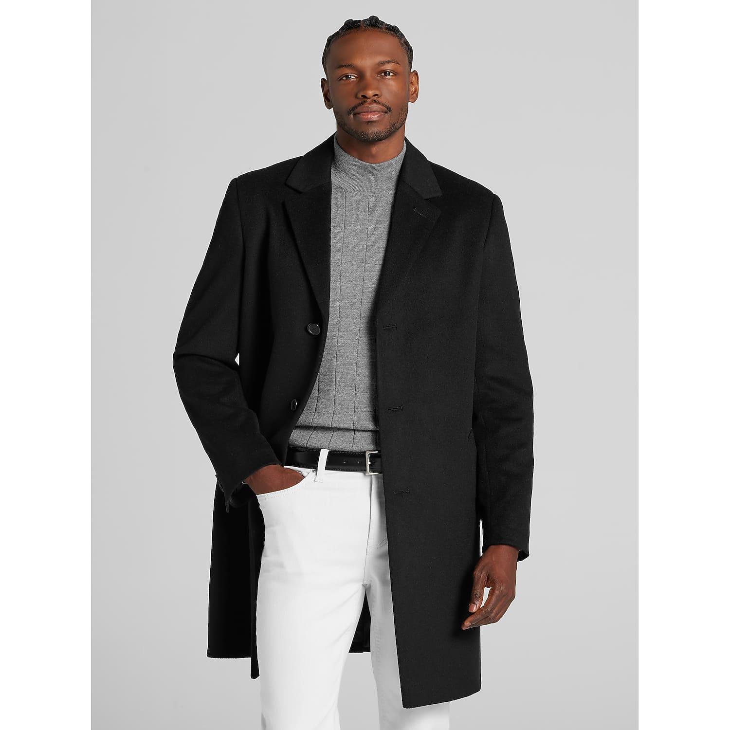 Joseph Abboud Men's Signature Wool Blend Overcoat, Black - Size: 38 Short