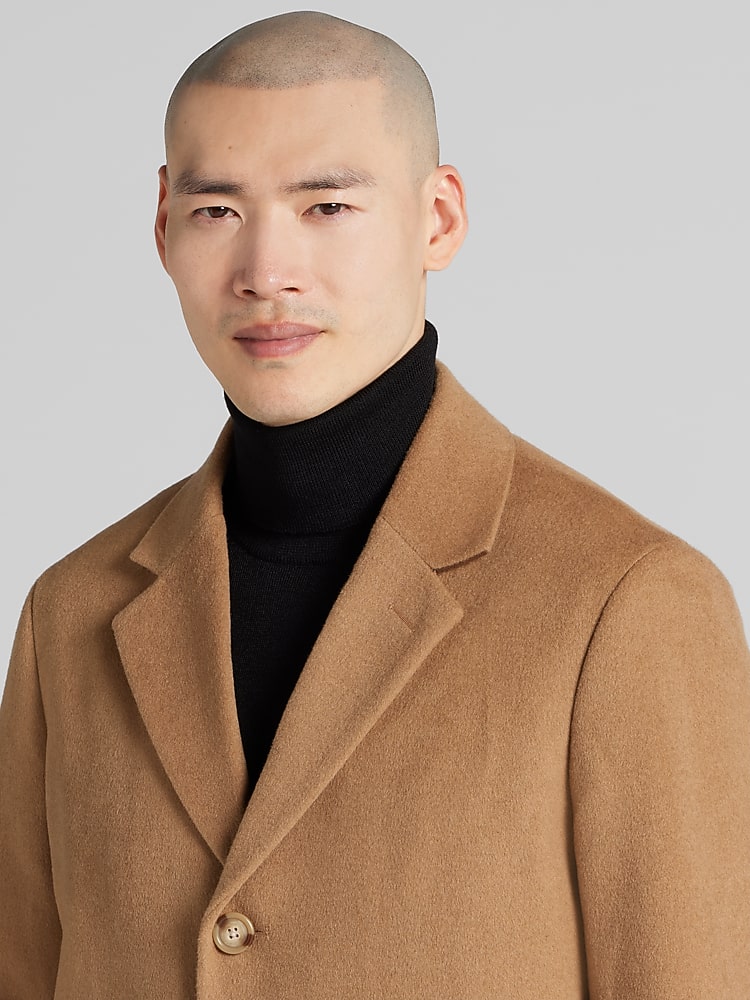 Joseph Abboud Signature Wool Blend Overcoat, Light Camel - Tan