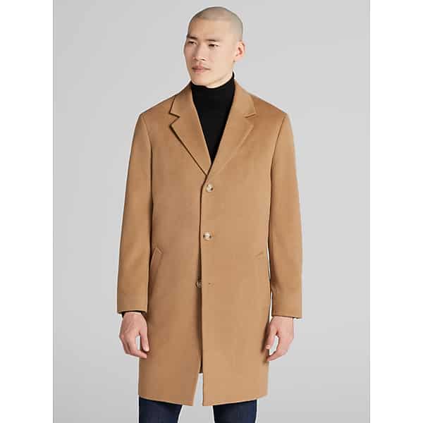 Joseph Abboud Big & Tall Men's Signature Wool Blend Overcoat Light Camel - Size: 56 Long