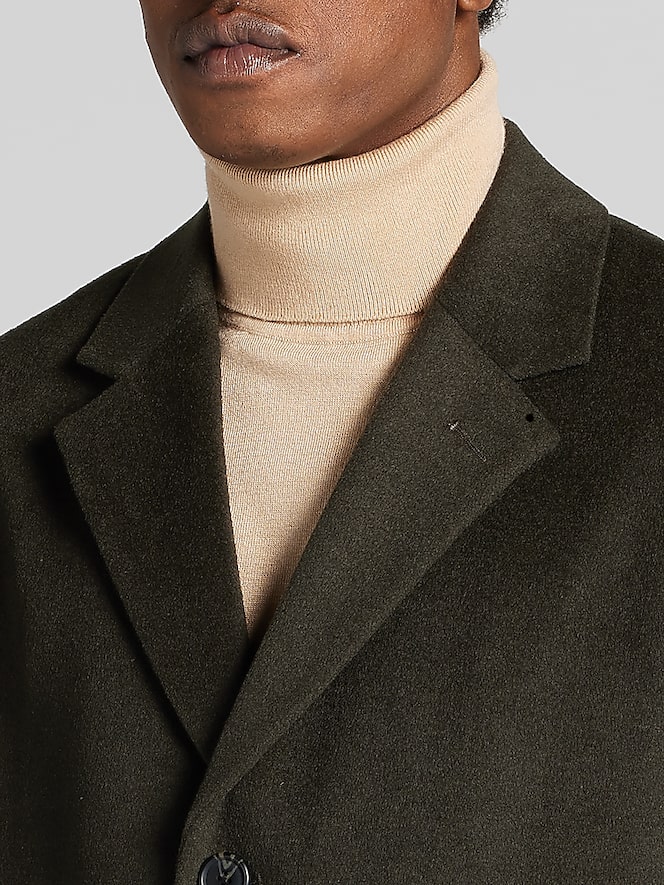 Joseph Abboud Classic Fit Wool Overcoat, Deep Olive - Image 2 of 5