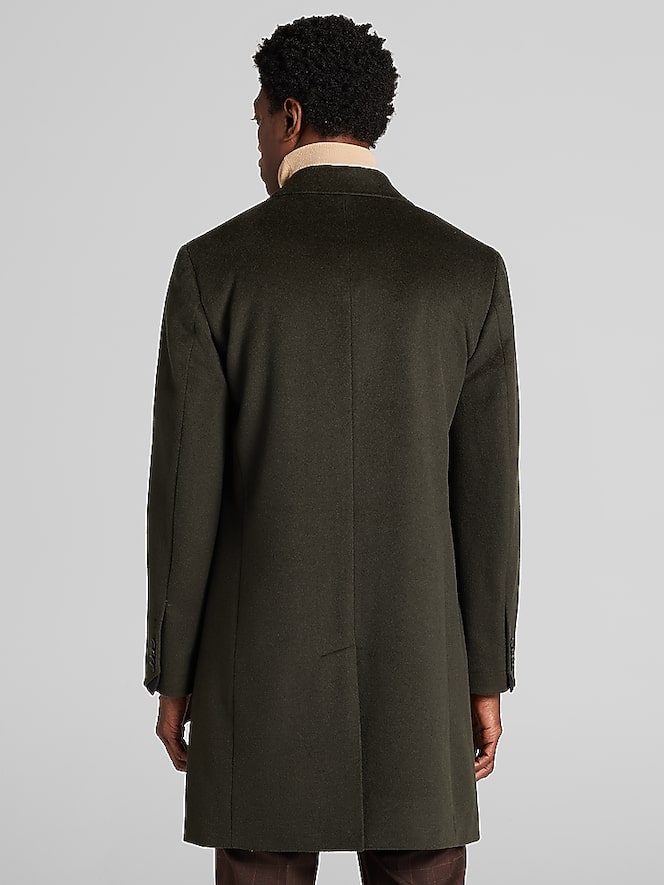 Joseph Abboud Classic Fit Wool Overcoat, Deep Olive - Image 4 of 5