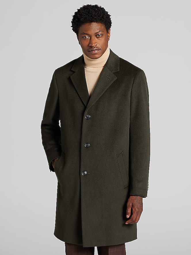 Joseph Abboud Classic Fit Wool Overcoat, Deep Olive - Image 1 of 5