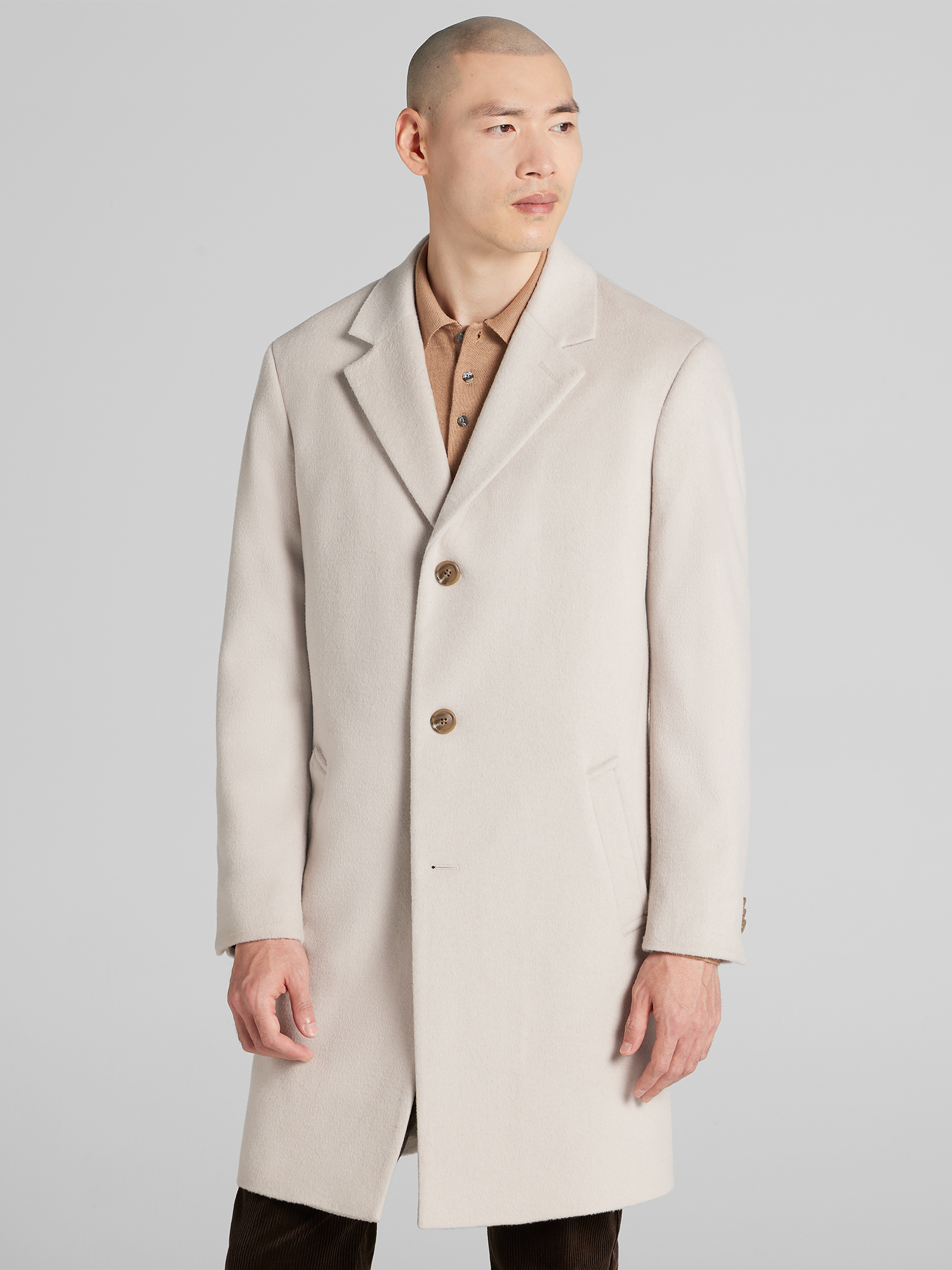 Joseph Abboud Signature Wool Blend Overcoat, Light Camel - Tan