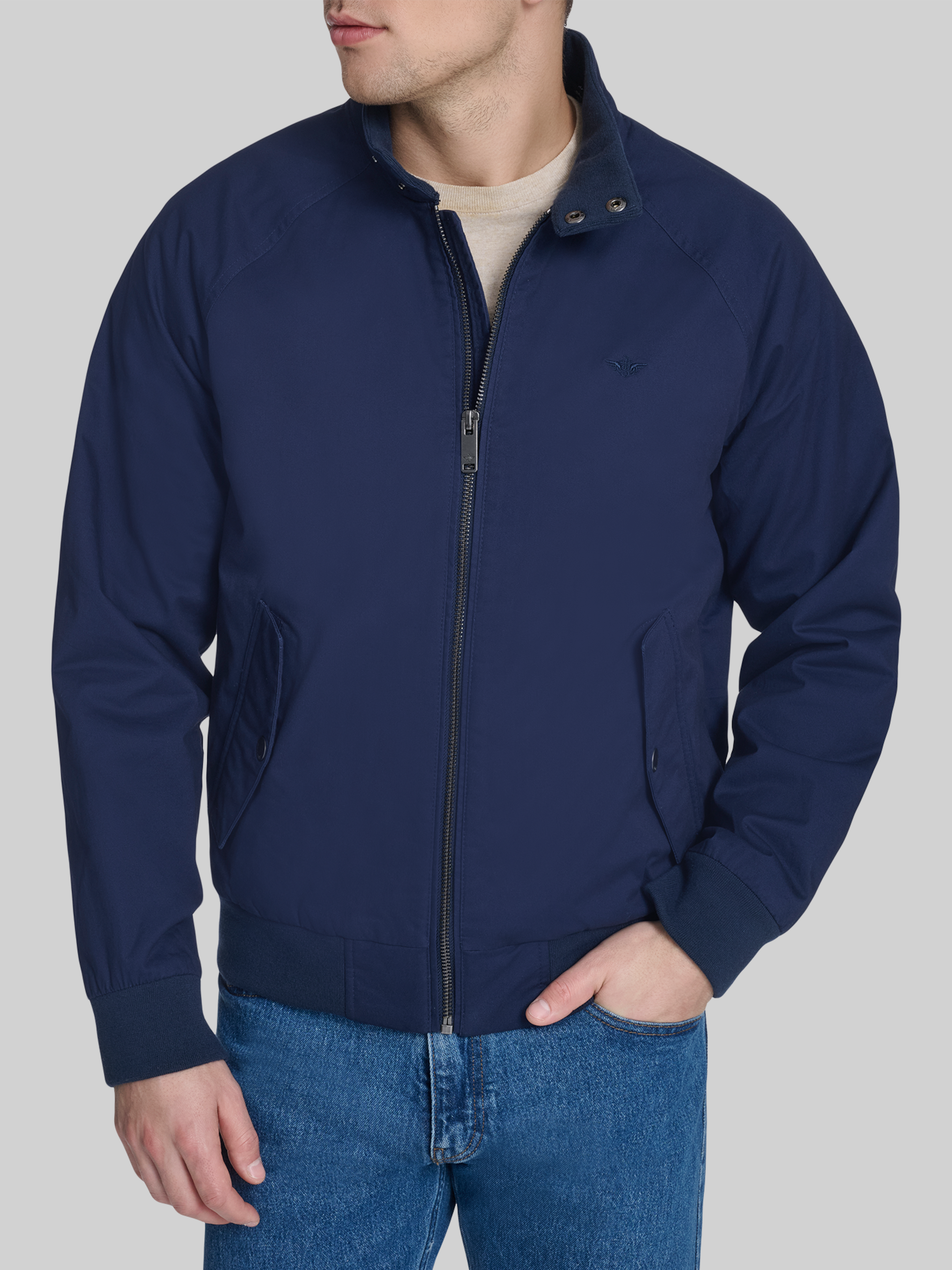 Cotton Twill Harrington Bomber Jacket