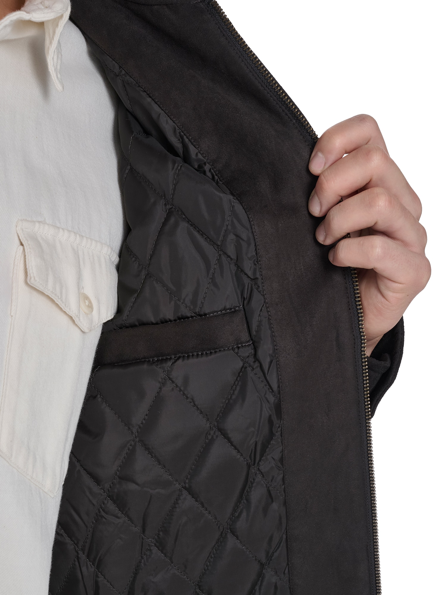 Faux Suede Laydown Collar Jacket