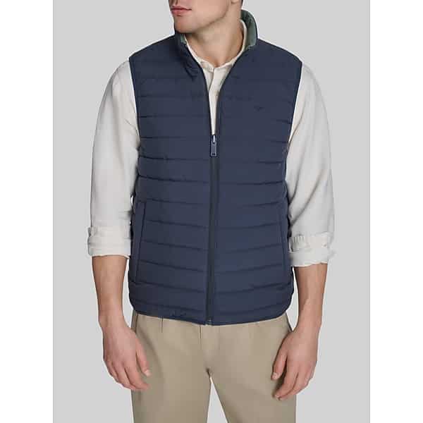 Dockers Men's Regular Fit Packable Reversible Vest India Ink/Green - Size: Medium