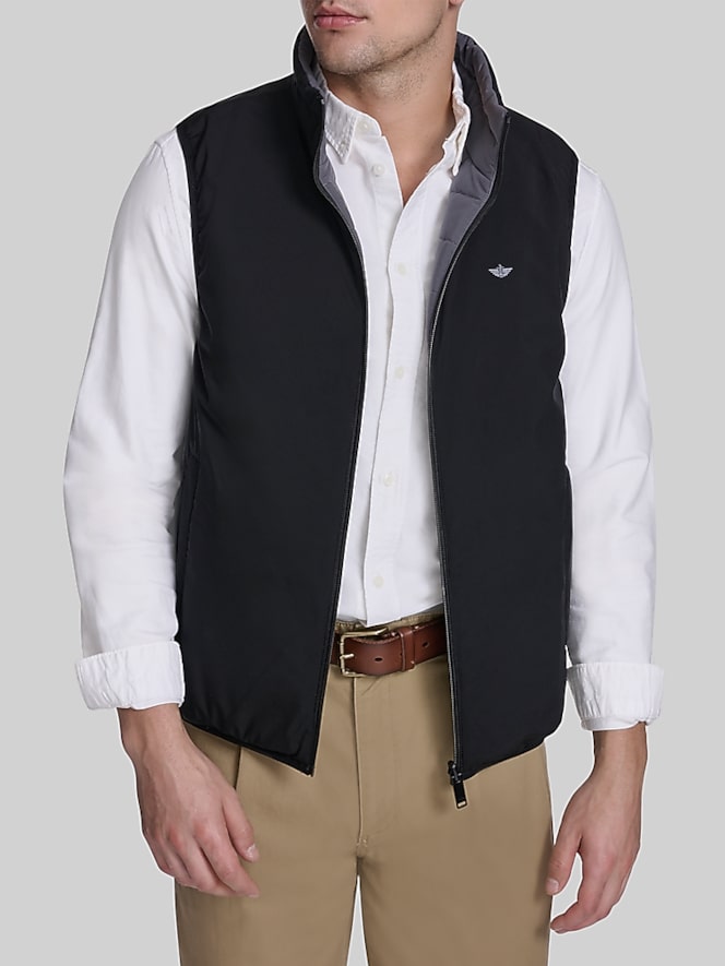 Dockers Regular Fit Packable Reversible Vest, Grey/Black - Image 4 of 6