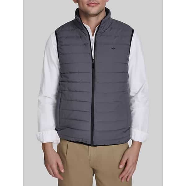 Dockers Big & Tall Men's Regular Fit Packable Reversible Vest Grey/Black - Size: XXL
