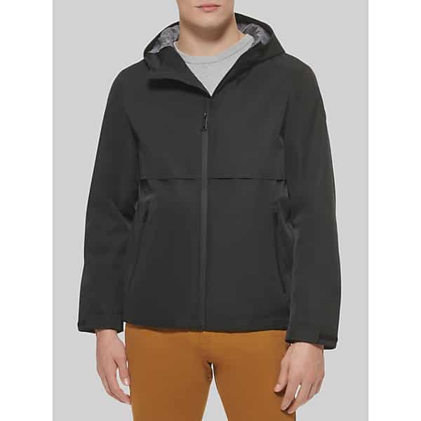 Dockers Men's Hooded Rain Jacket Black