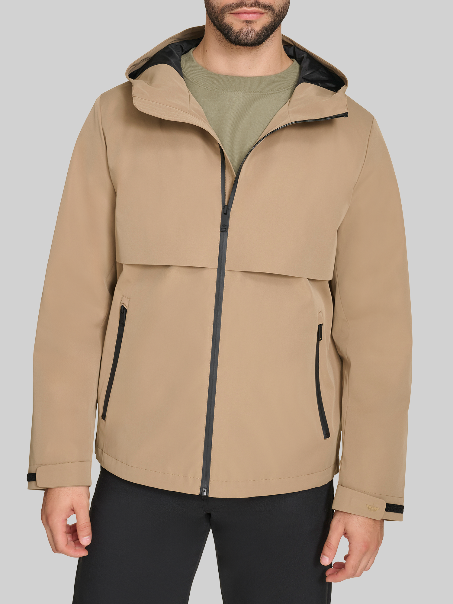 Dockers Dockers Hooded Rain Jacket, Khaki - Brown | Raincoats