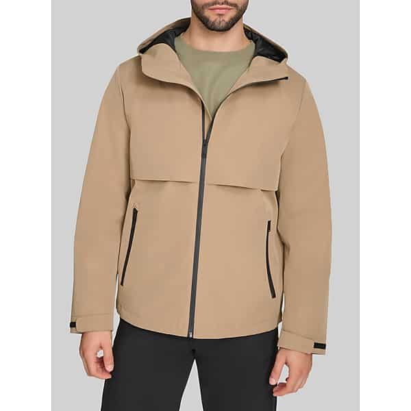 Dockers Men's Hooded Rain Jacket Khaki - Size: Medium