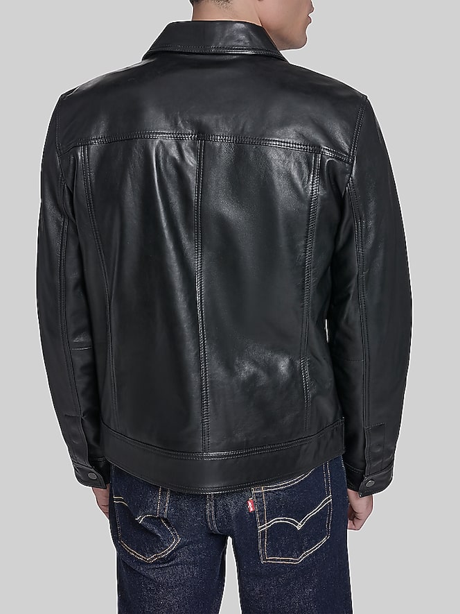 Cole Haan Leather Trucker Jacket