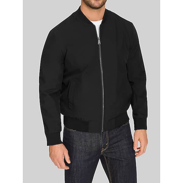 Cole Haan Men's Regular Fit Bomber Jacket Black Solid -