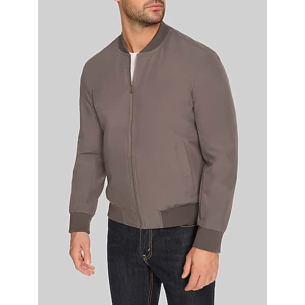 Cole Haan Men's Regular Fit Bomber Jacket Taupe - Size: XL
