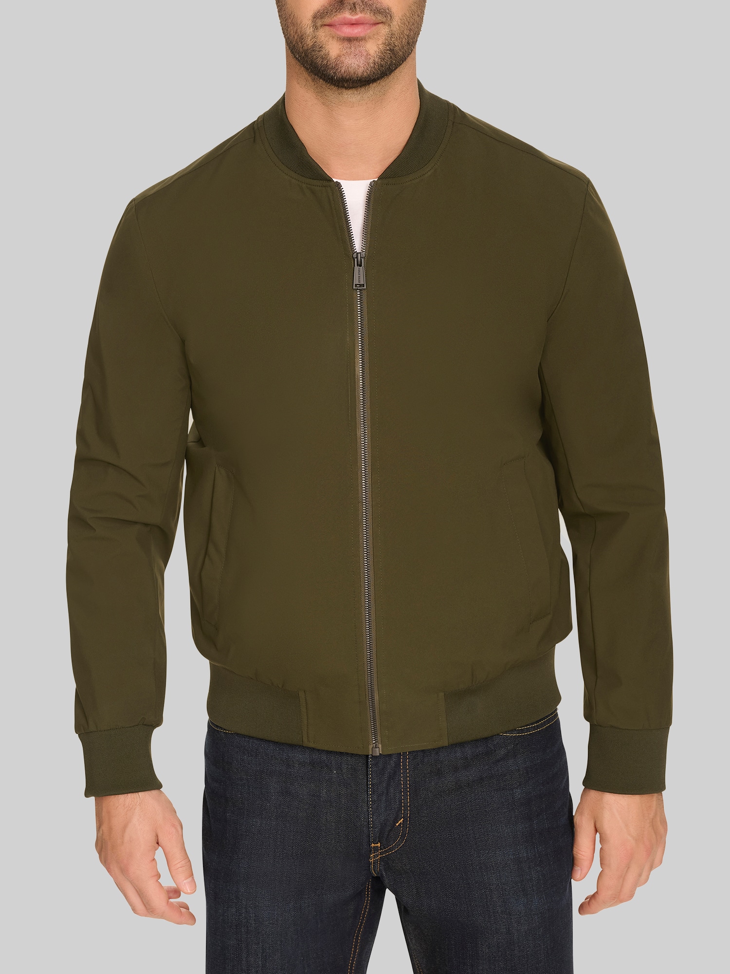 Cole Haan Regular Fit Bomber Jacket, Olive - Green - Big & Tall