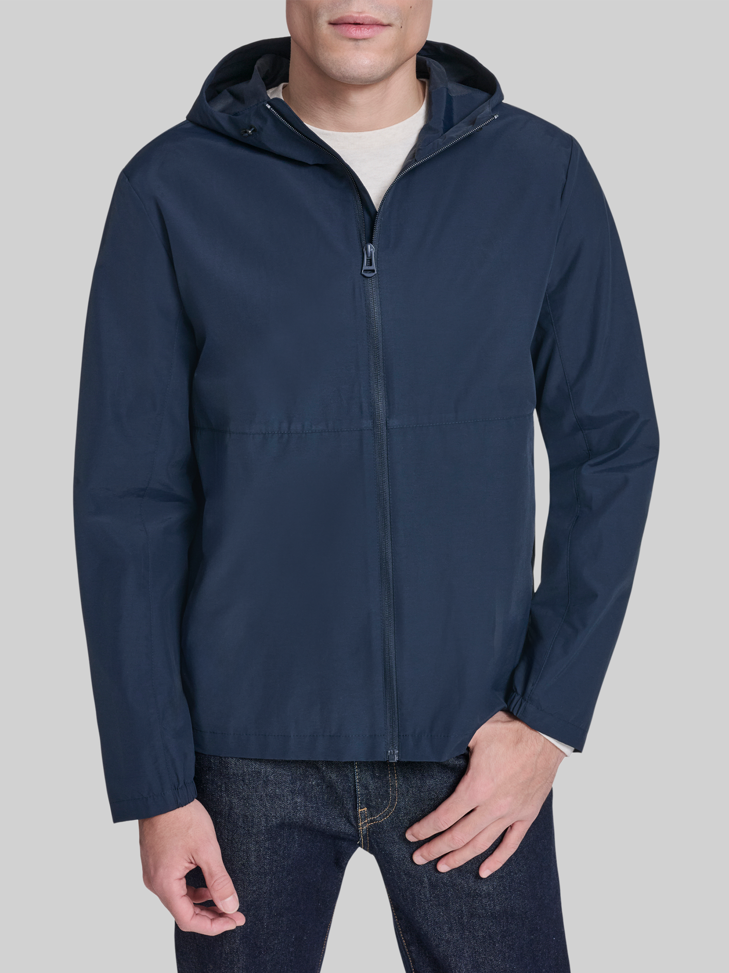 Cole Haan Regular Fit Packable Running Jacket, Navy Solid - Blue