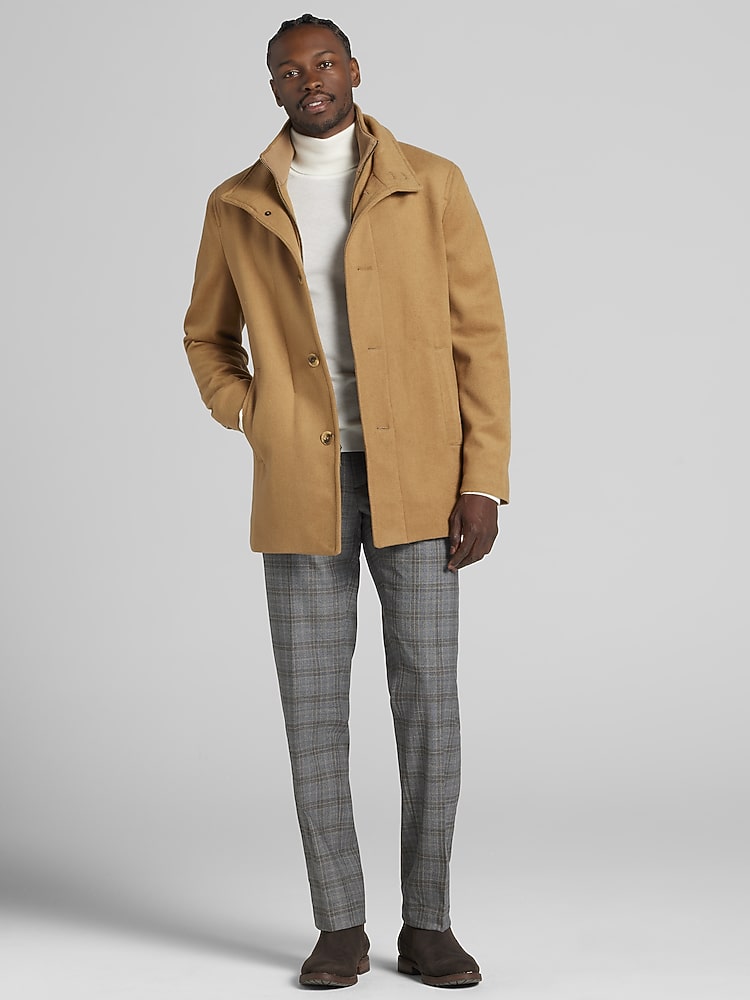 Kent VAN JACKET INC キャメルカラー ウールコート Awearness Kenneth Cole Modern Fit Wool-Blend Car Coat, Camel - Tan