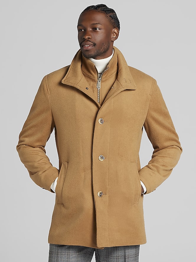 Awearness Kenneth Cole Modern Fit Wool-Blend Car Coat, Camel - Image 1 of 7