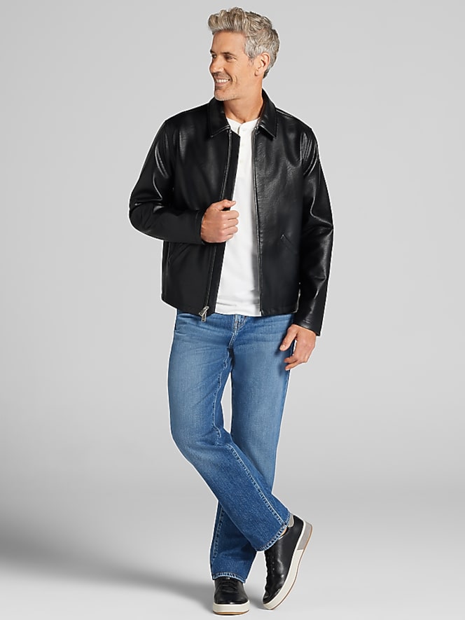 Awearness Kenneth Cole Modern Fit Boxy Faux Leather Jacket