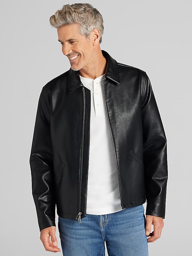 Awearness Kenneth Cole Modern Fit Boxy Faux Leather Jacket