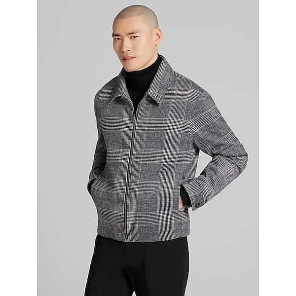 Joseph Abboud Big & Tall Men's Glen Plaid Ike Jacket Black/White/Brown - Size: 2XLT
