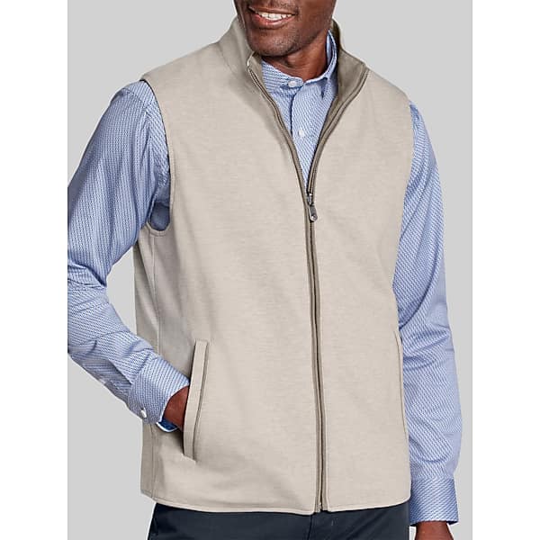 Johnston & Murphy Men's Modern Fit Faux Suede Reversible Vest Tan - Size: Large