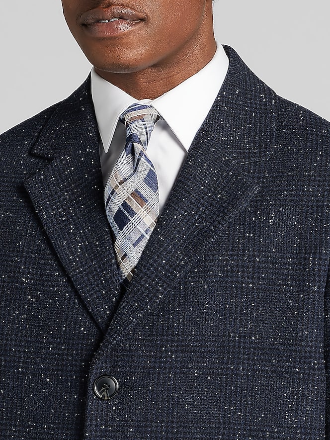 Joseph Abboud Classic Fit Plaid Overcoat, Navy Plaid - Image 2 of 5
