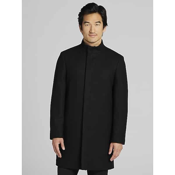 Calvin Klein Mens Mayden Wool Blend Car Coat Black Solid - Size: Large