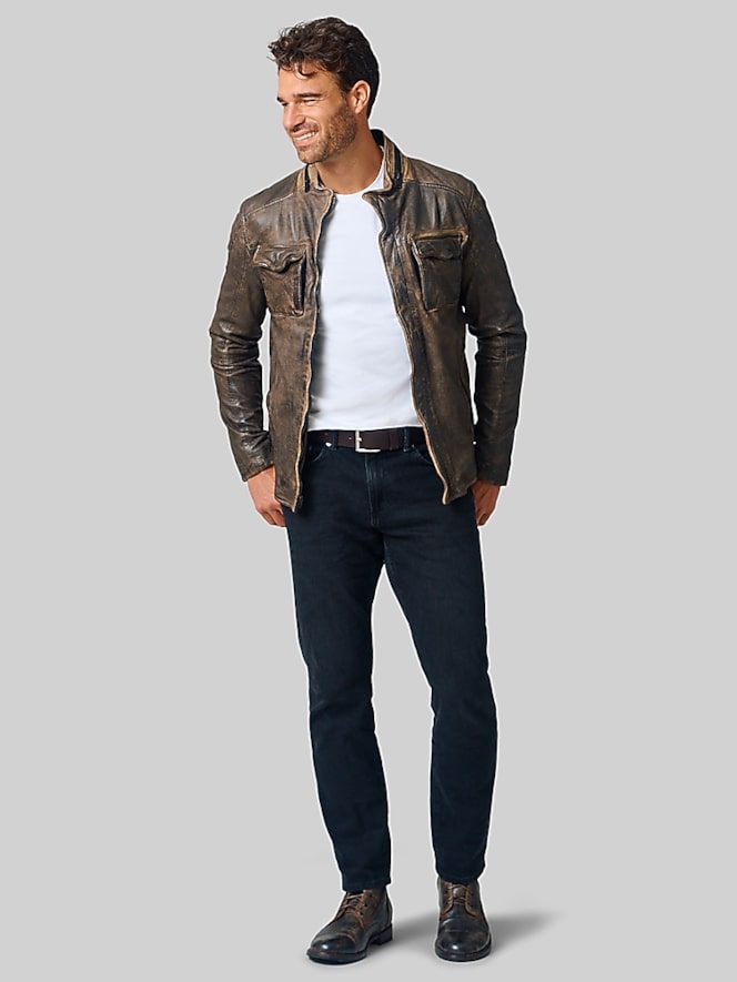 Mauritius Regular Fit Vintage Distressed Leather Jacket
