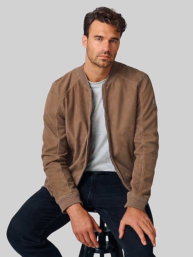 Mauritius Regular Fit Nubuck Leather Bomber Jacket