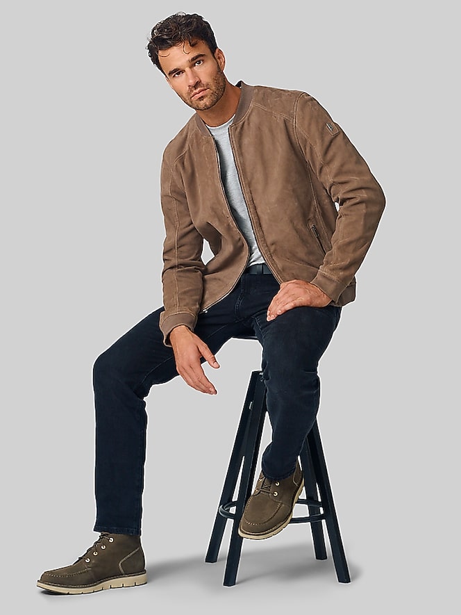 Mauritius Regular Fit Nubuck Leather Bomber Jacket