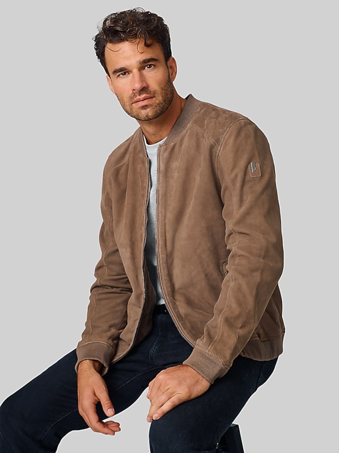 Mauritius Regular Fit Nubuck Leather Bomber Jacket