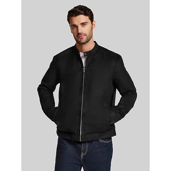 Weatherproof Big & Tall Men's Modern Fit Moto Faux Suede Jacket Black - Size: XXL