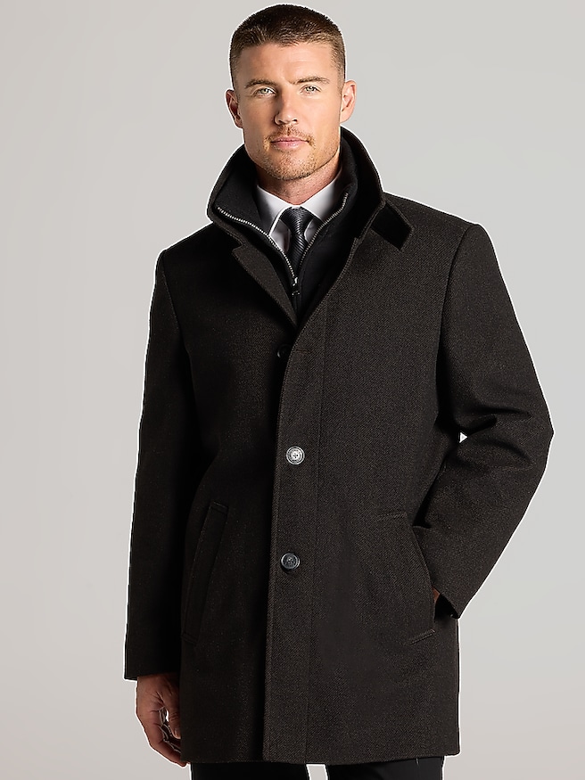 Calvin Klein Coleman Button Front Coat Brown