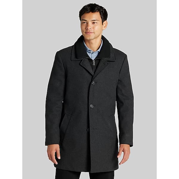 Calvin Klein Men's Coleman Button Front Coat Dark Grey - Size: 42 Short