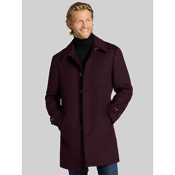 Tommy Hilfiger Men's Freeman Car Coat Burgundy - Size: 42 Long
